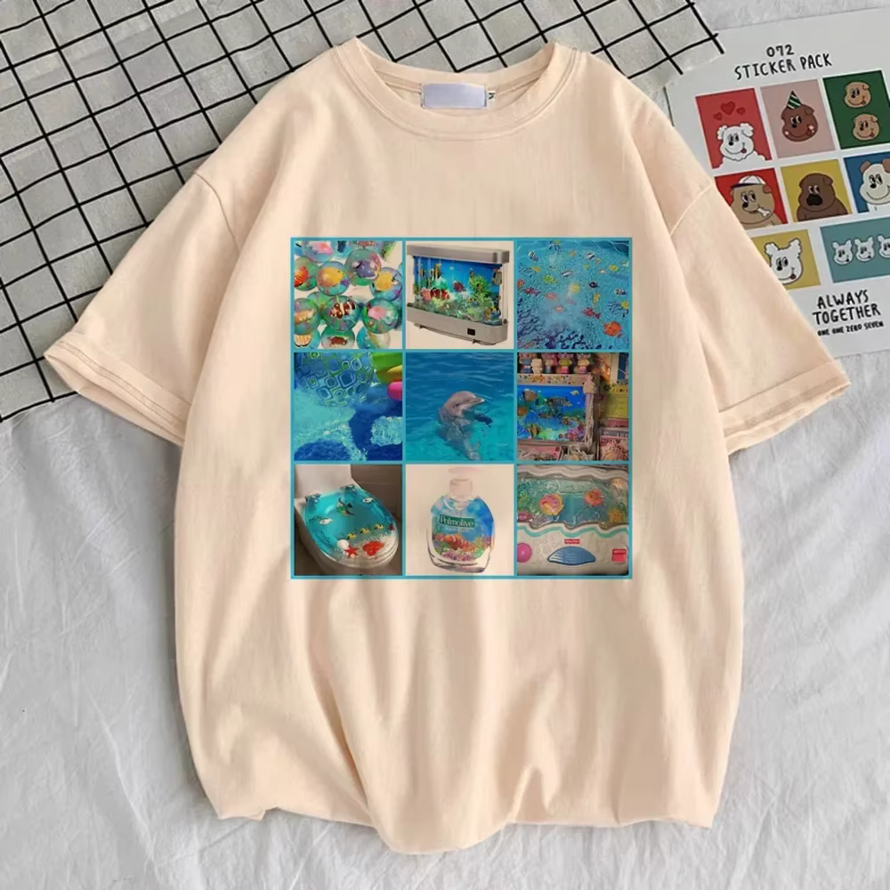 Frutiger Aero t-shirt fille graphique confortable gothique années 80 Pastel respirant