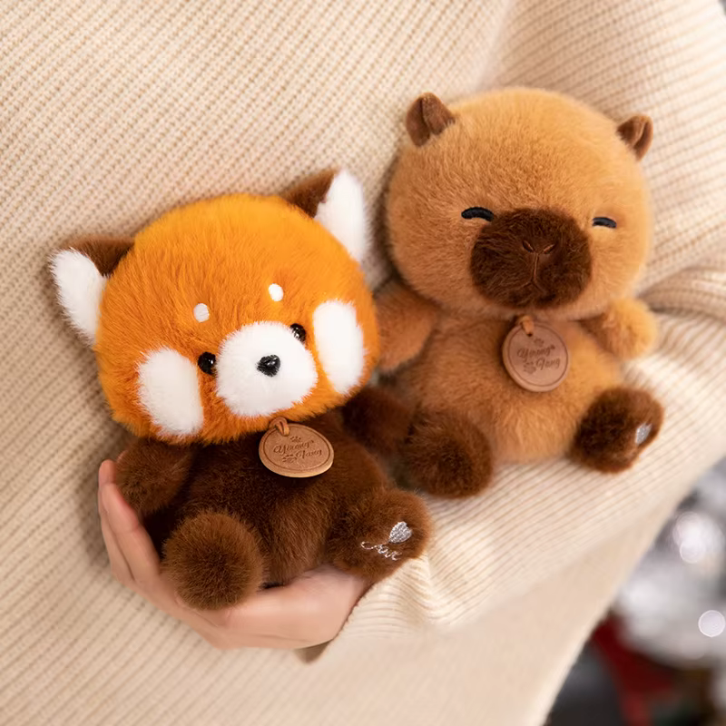 Animaux assis mignons Panda rouge renard paresseux chat jouets en peluche poupées