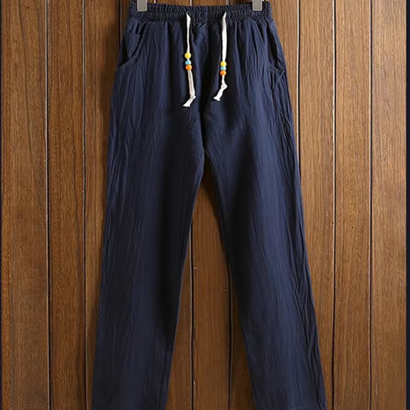 Pyjama en lin de coton pour hommes Pyjamas à manches longues printemps et automne Vêtements de nuit minces Grande