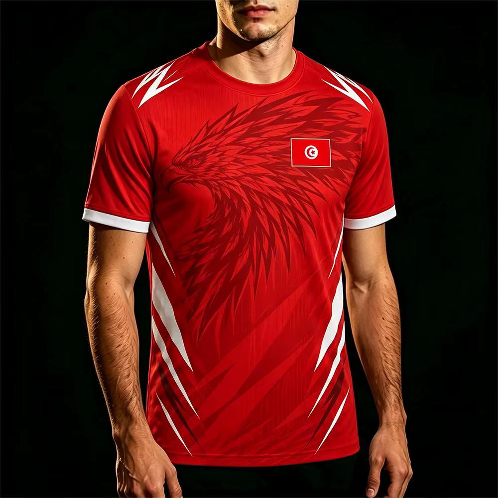 Maillot de sport à imprimé drapeau tunisien pour hommes