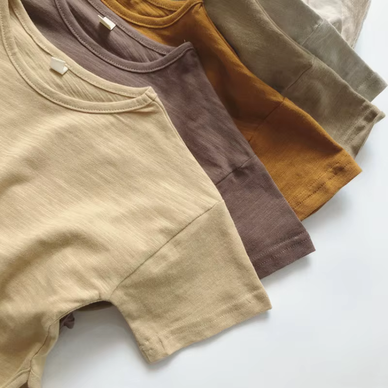 1-7T 100% coton bébé t-shirt enfant en bas âge t-shirt garçon fille vêtements à manches courtes basique t-shirt haut décontracté ample t-shirt pour les enfants