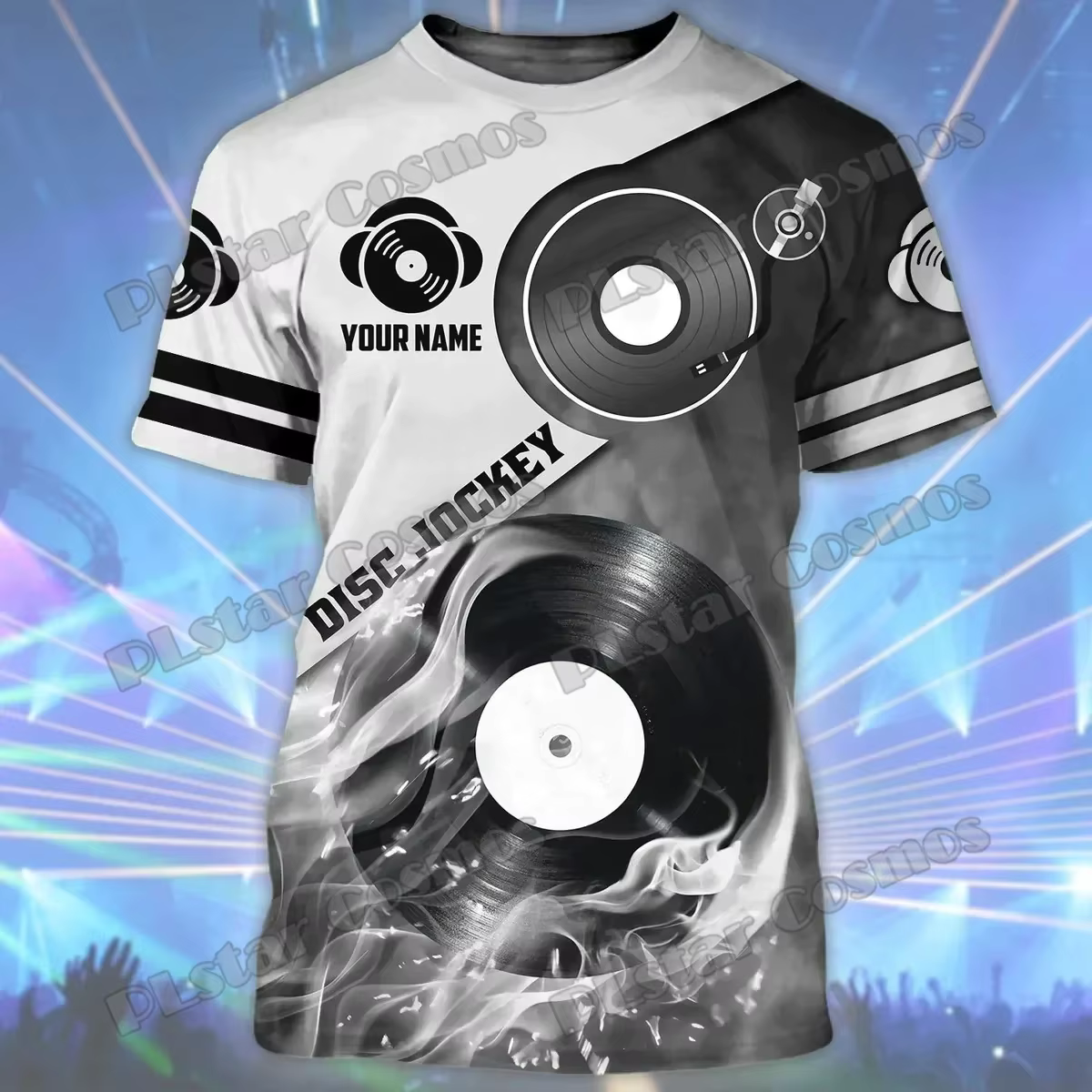 Nom personnalisé coloré DJ disque Jockey 3D imprimé mode hommes T-Shirt été unisexe décontracté