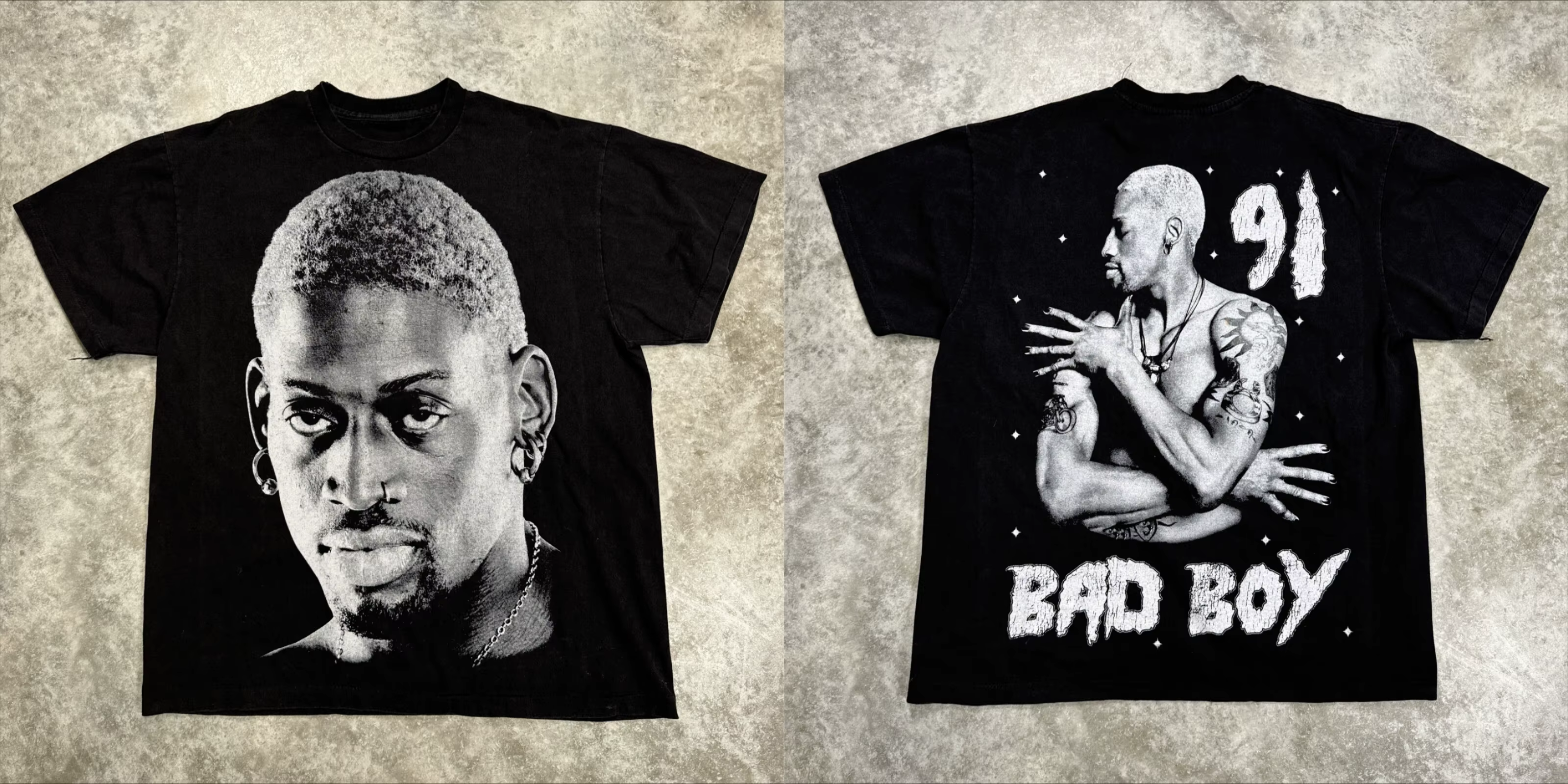 T-shirt en coton à manches courtes avec imprimé visage de Dennis Rodman pour hommes et femmes