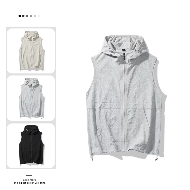 Vêtements de travail américains gilet sans manches veste pour hommes 2025 été nouvelle mode en plein air à capuche sport