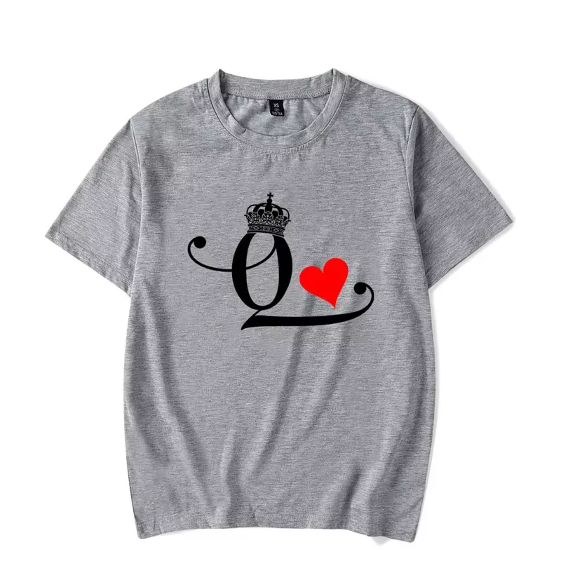 Mode lettre impression Couple t-shirt pour les amoureux nouvelle chemise coréenne Chic roi reine coeur graphique t-shirts pour les Couples