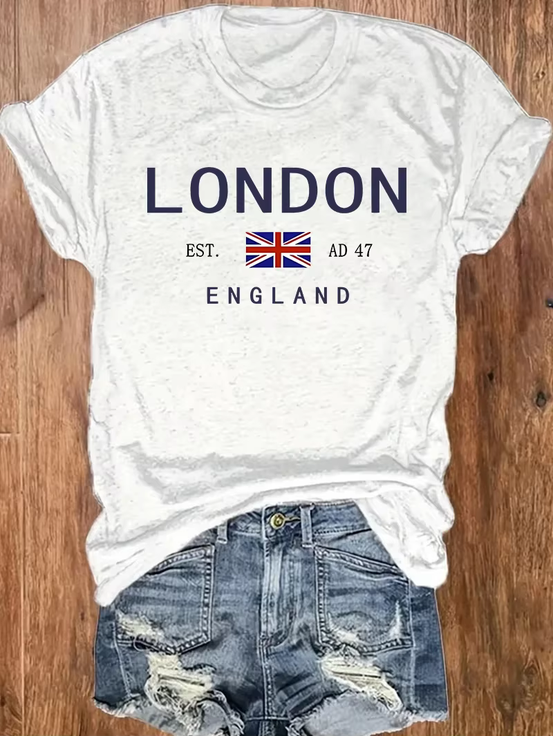 T-Shirt à Manches Courtes et Col Ras du Cou pour Femme Vêtement Décontracté avec Lettres Imprimées