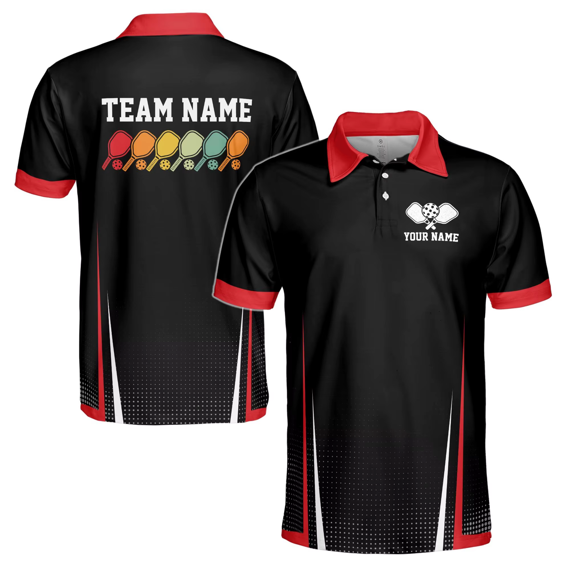Polo de pickleball personnalisé avec nom