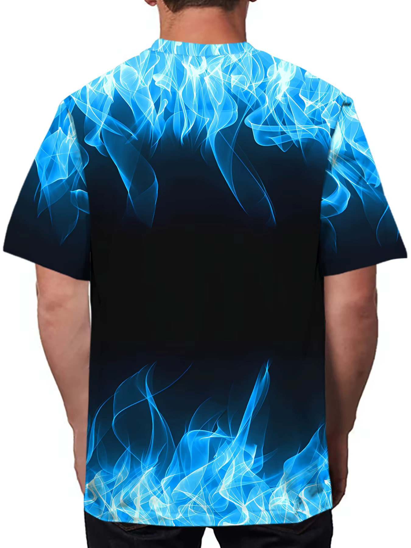 One Summer Essential-T-Shirt Imprimé Flamme Bleue 3D