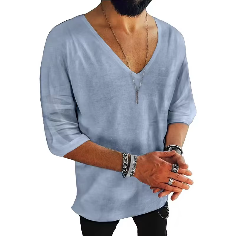 T-shirt en coton et lin pour hommes