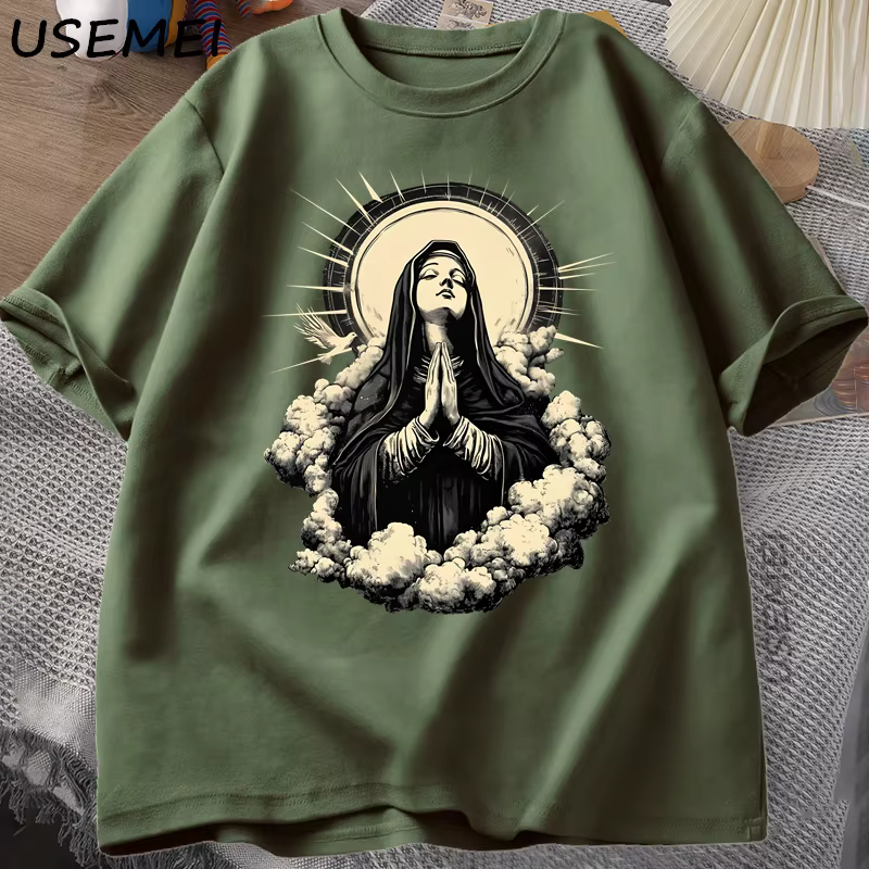 T-shirt chrétien vierge marie graphique