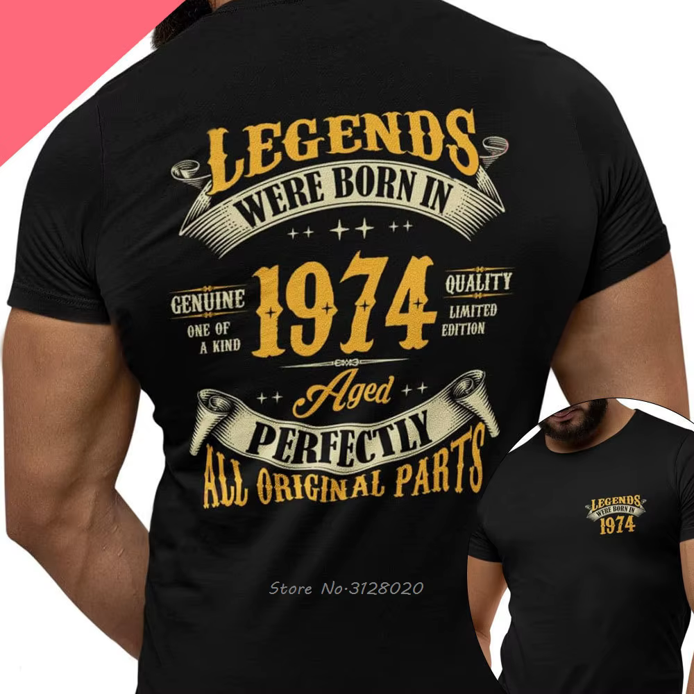 50e anniversaire haute qualité T-Shirt légendes nées en 1974 Vintage 50 ans