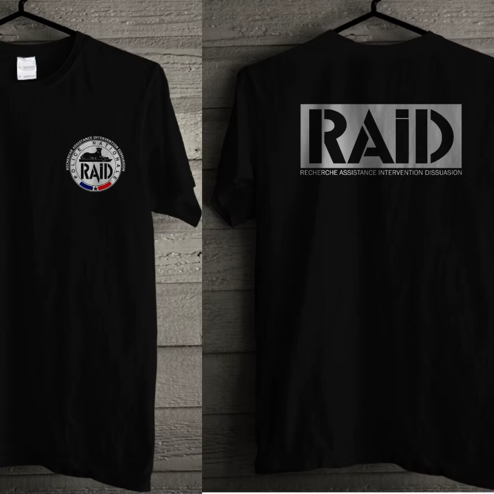 France Français Forces d'élite Spéciales Unité GIGN Raid BRI T-Shirt Manches Courtes Décontracté 100% Coton Chemises