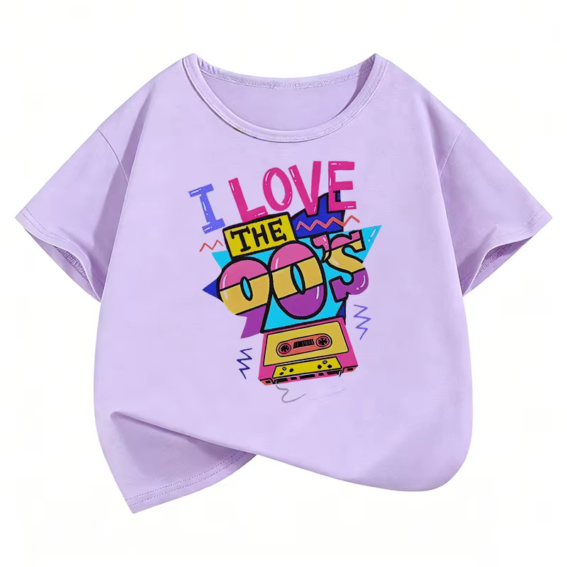 T-shirts vintage amusants « I Love The 90s » à manches courtes Y2K pour enfants