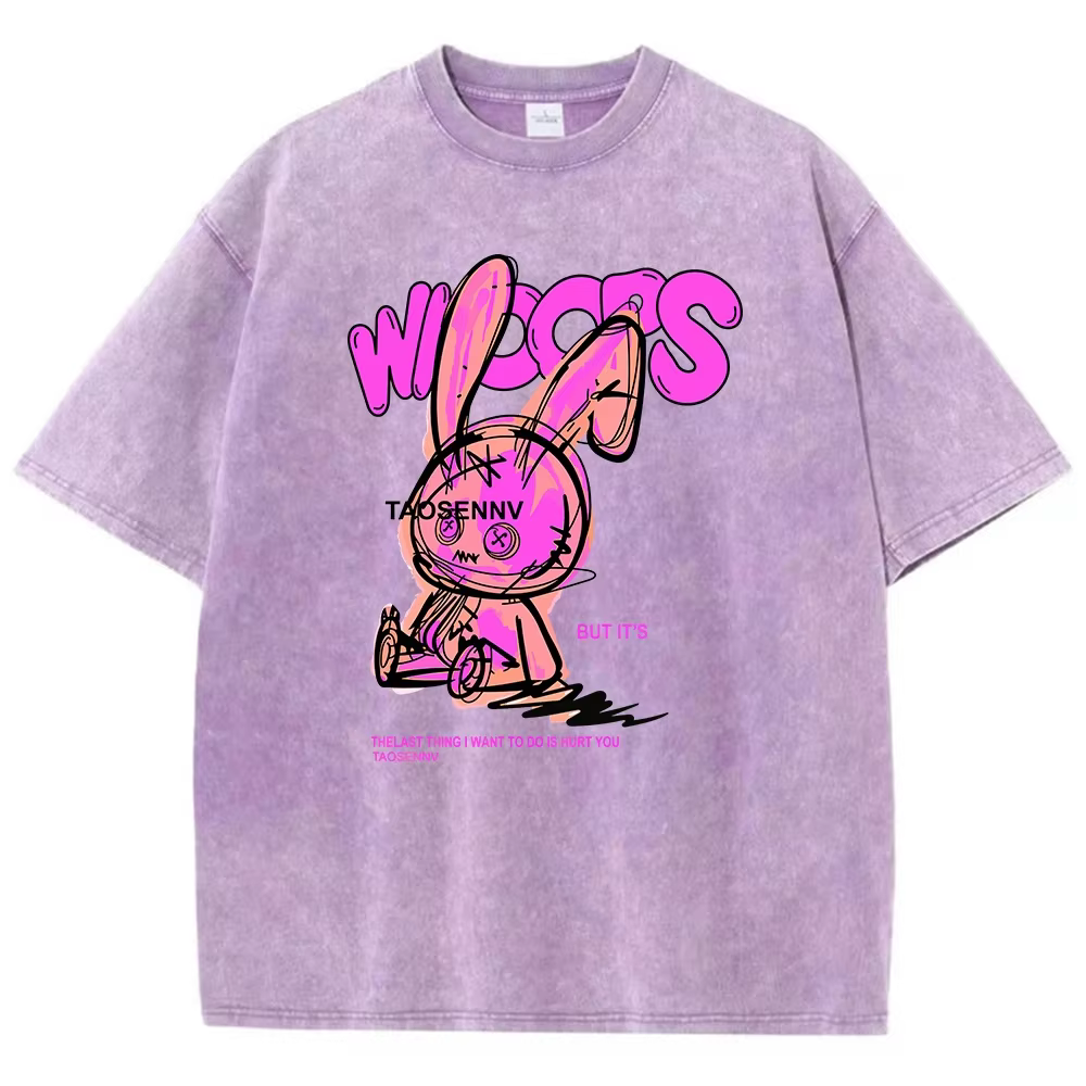 T-shirt à manches courtes délavé Vintage pour hommes