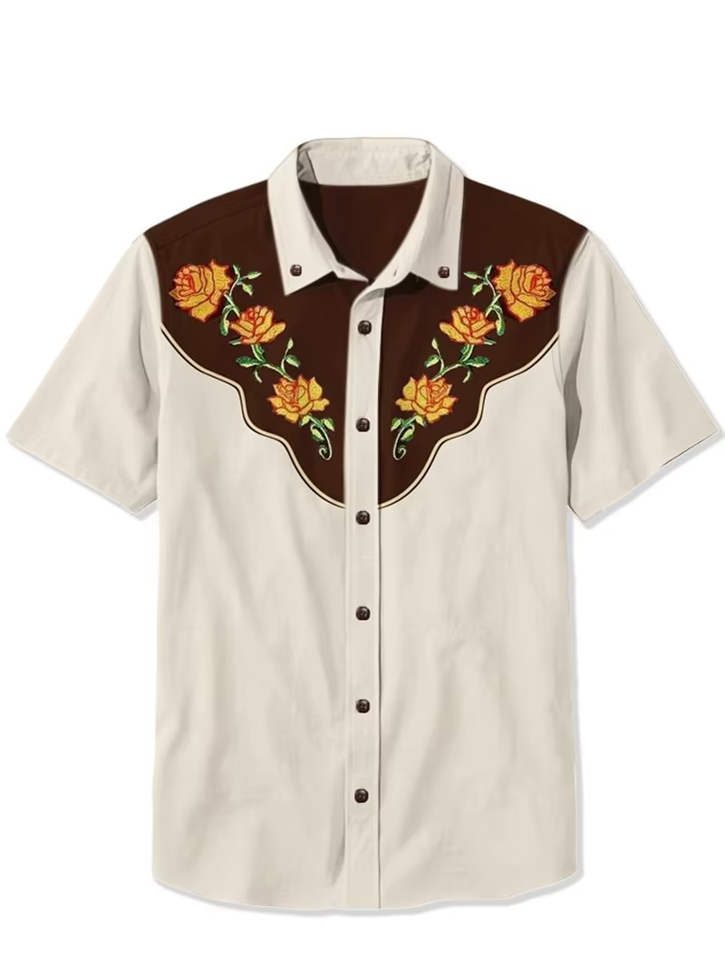 Chemise de guitare Cowboy visage punk chemise hawaïenne pour hommes chemise d'été à manches courtes boutonnée haut blanc tropical