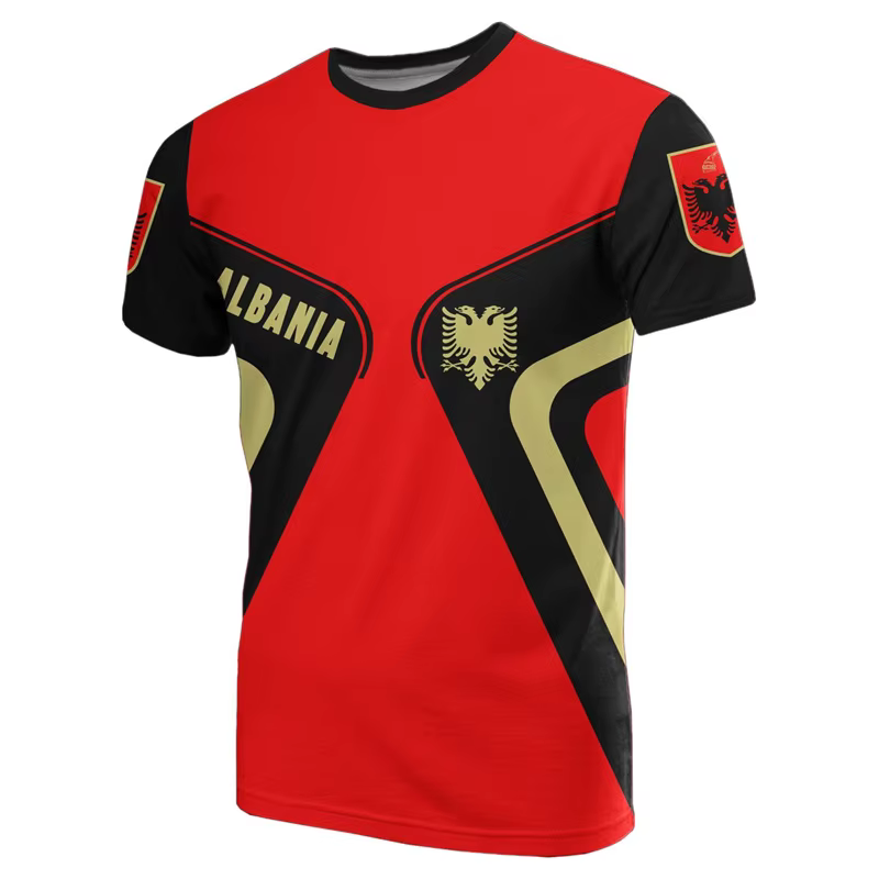 Albania feel-T-shirt graphique avec impression 3D de l'emblème national JA ian