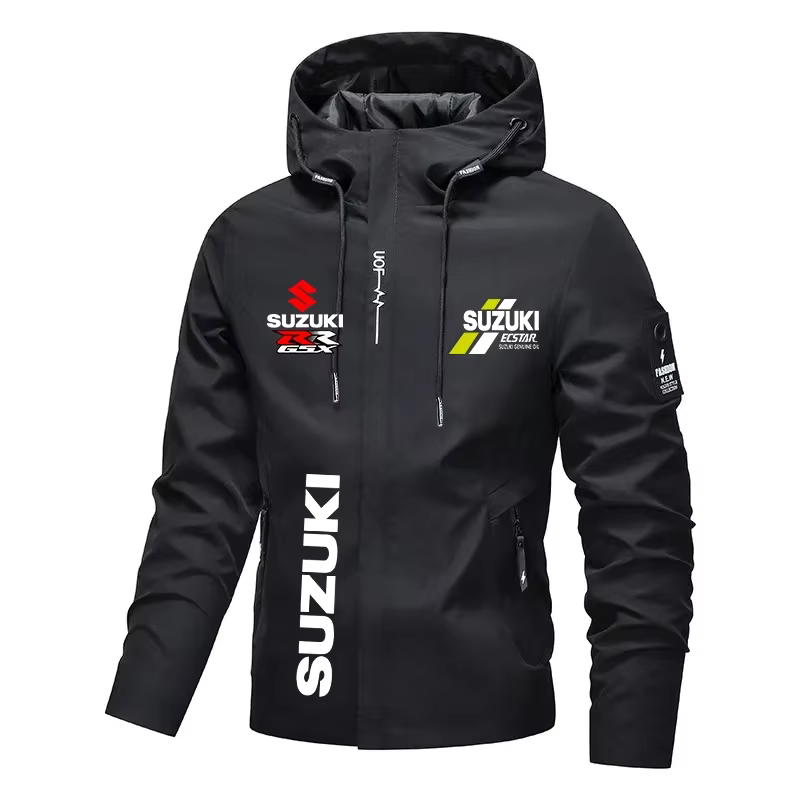 Blouson de moto coupe-vent à capuche pour homme – Qualité supérieure – Automne/Hiver – Sweat-shirt