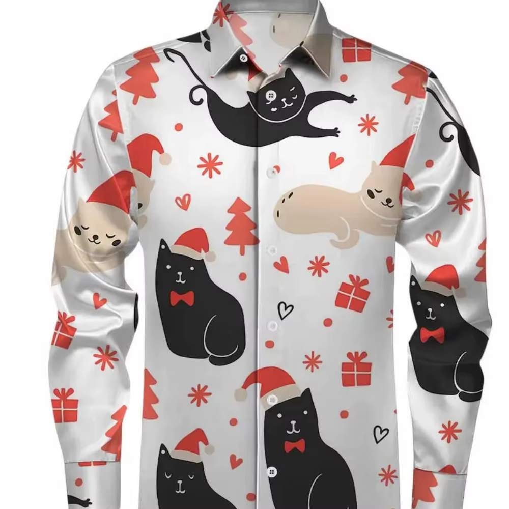 Chemise imprimée de fête de noël pour hommes