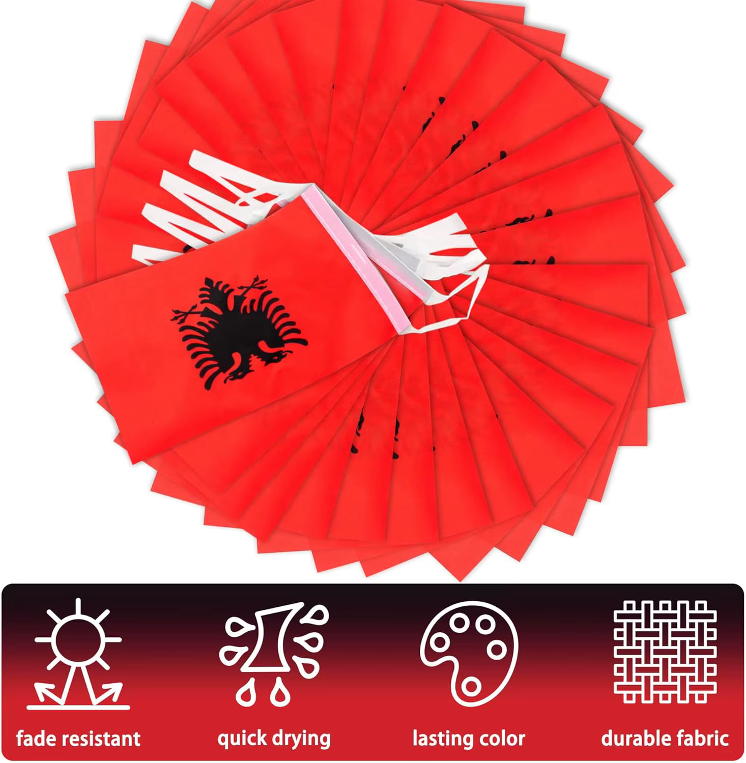 Drapeau National d'albanie 14x21cm20 pièces/ensemble drapeaux de banderoles