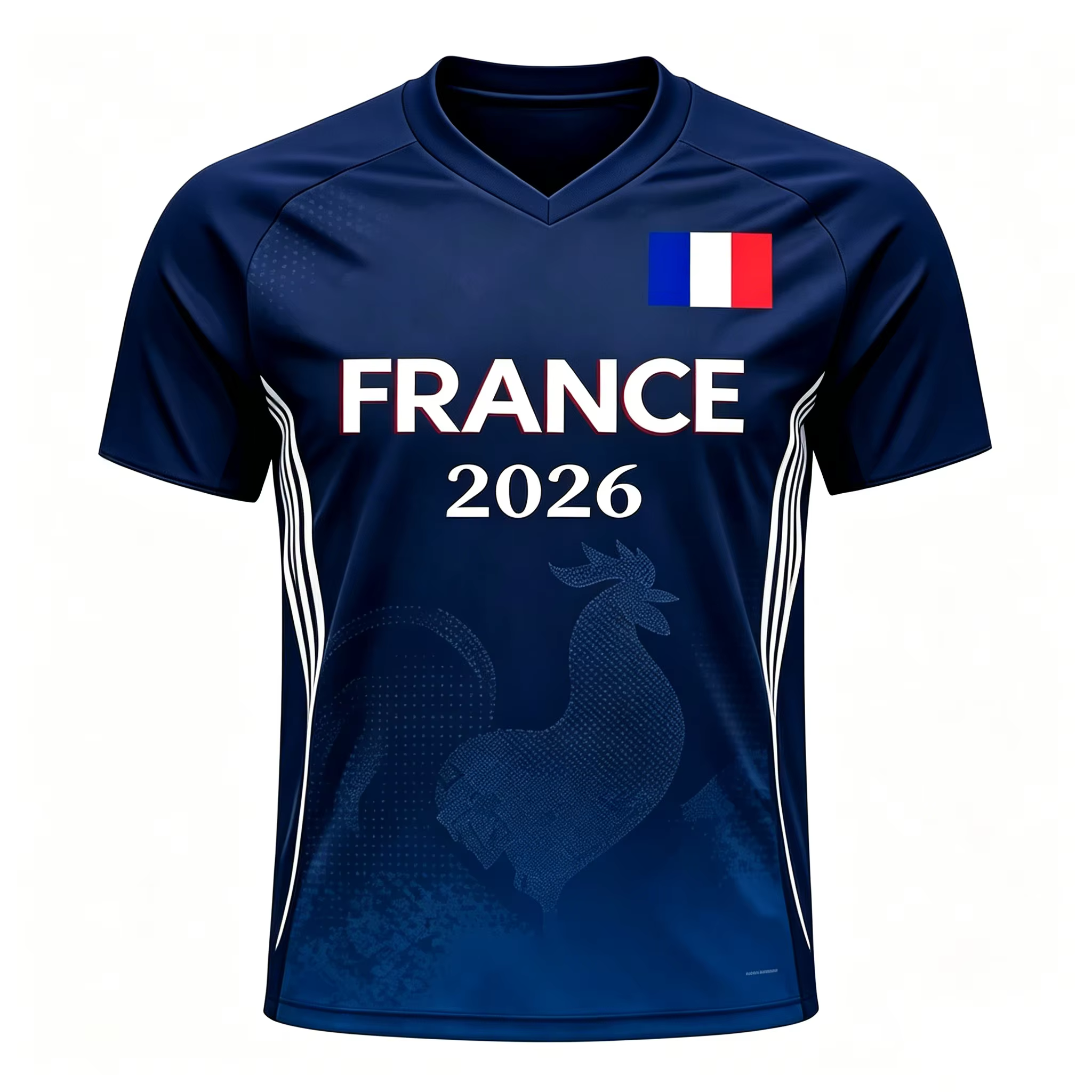 Maillot de football imprimé drapeau français 2026