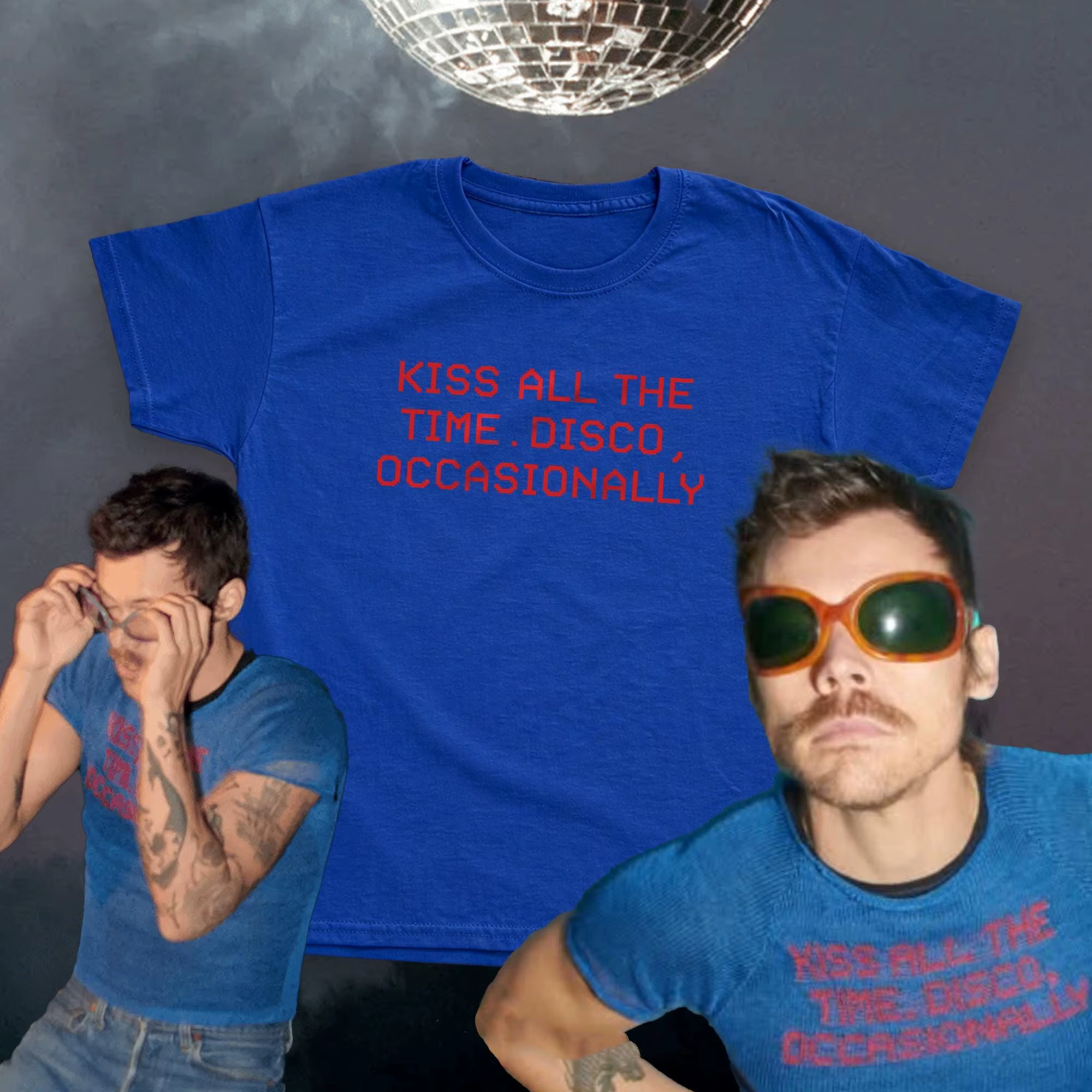 Baiser toute la journée. T-shirt Disco Occasionnel Oversize Homme Femme Streetwear Top Harry Style Album Merch Nouveaux Tees de Concert de Tournée