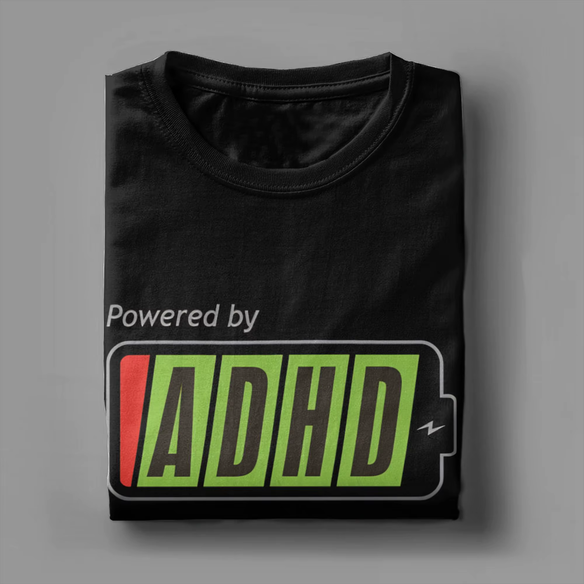 T-shirts pour hommes Powered By ADHD, t-shirts vintage en coton à manches courtes, vêtements d'été à col rond
