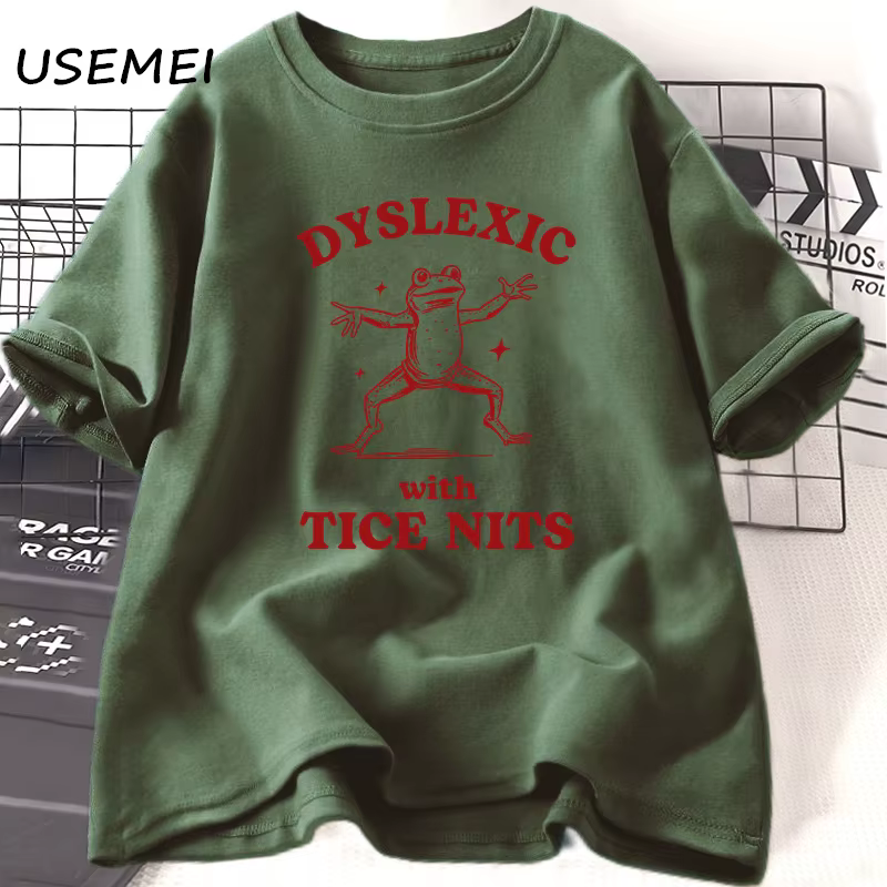 Dyslexique avec Tice Nits t-shirs femmes hommes drôle grenouille t-shirt muet idiot Meme graphique t-shirts coton Csual à manches courtes vêtements