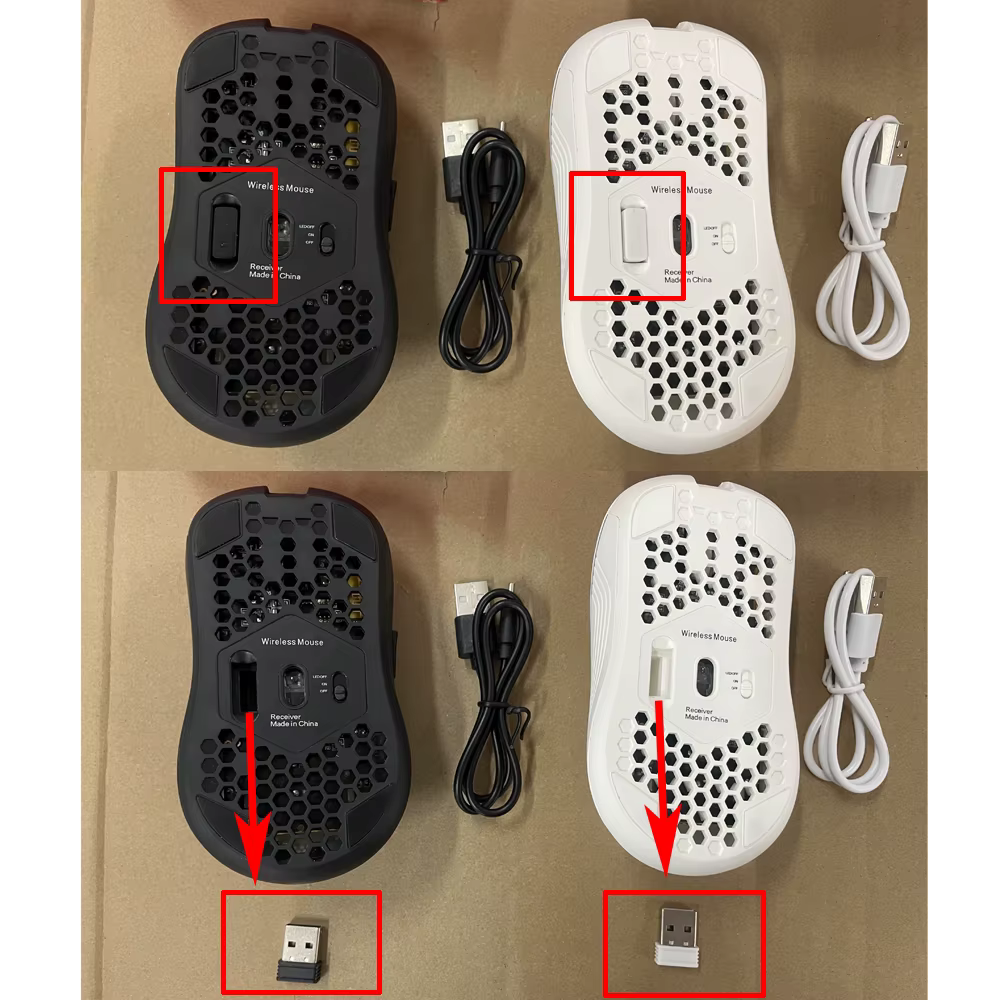 Souris sans fil 2.4G avec rétroéclairage rvb, 6 boutons, 3 vitesses, DPI, Type C, Rechargeable, ergonomique, conception en nid d'abeille, pour jeu