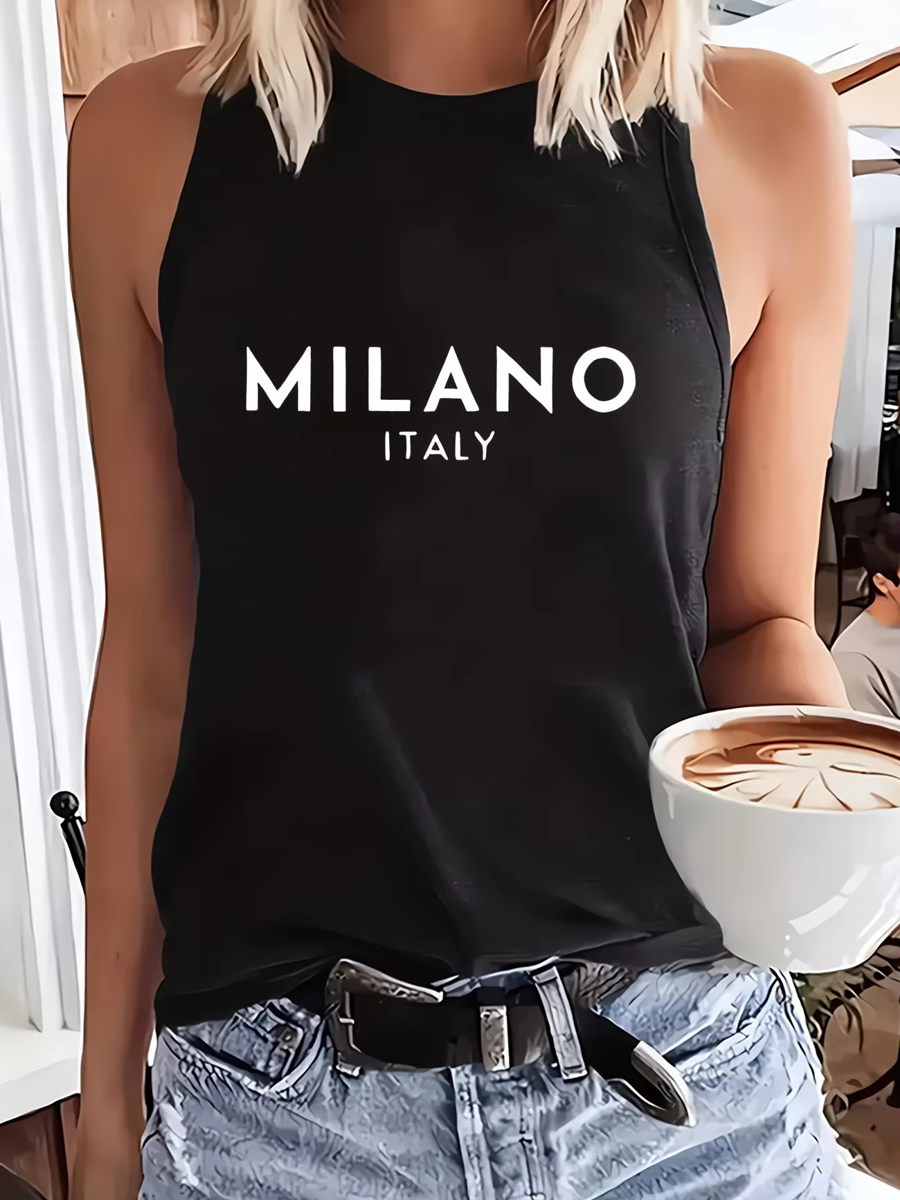 Milano Italie Design imprimé gilet T-shirt