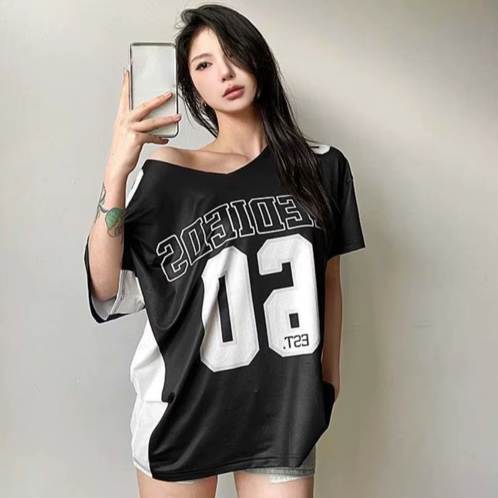T-shirt asymétrique sportif décontracté à manches courtes
