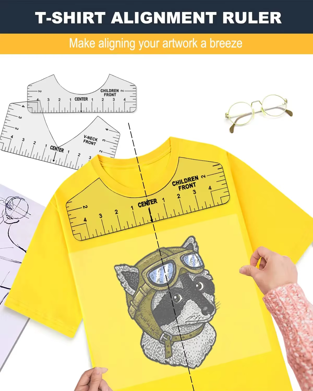 9 pièces/ensemble règles de T-Shirt au Center