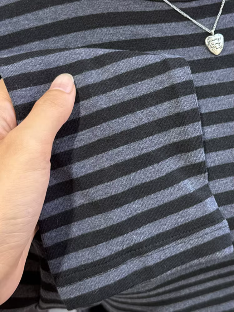 T-shirt rayé à manches longues pour femme
