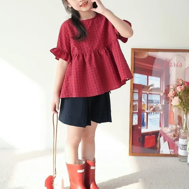 Chemise à carreaux rétro pour filles