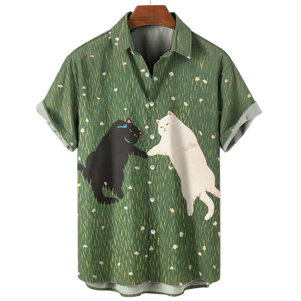 Chemises graphiques Anime Cat pour hommes