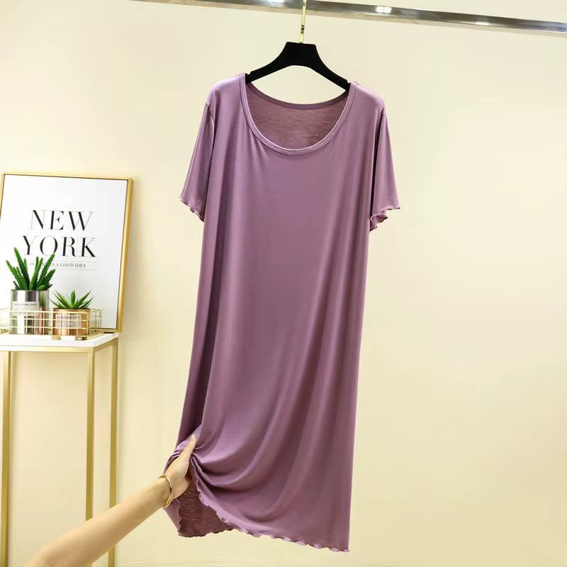 Robe de nuit décontractée à manches courtes pour femme