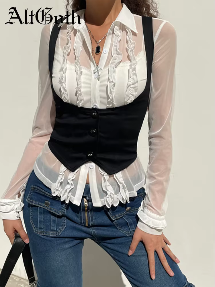 Orifice Goth-Corset Croisé Y2k pour Femme