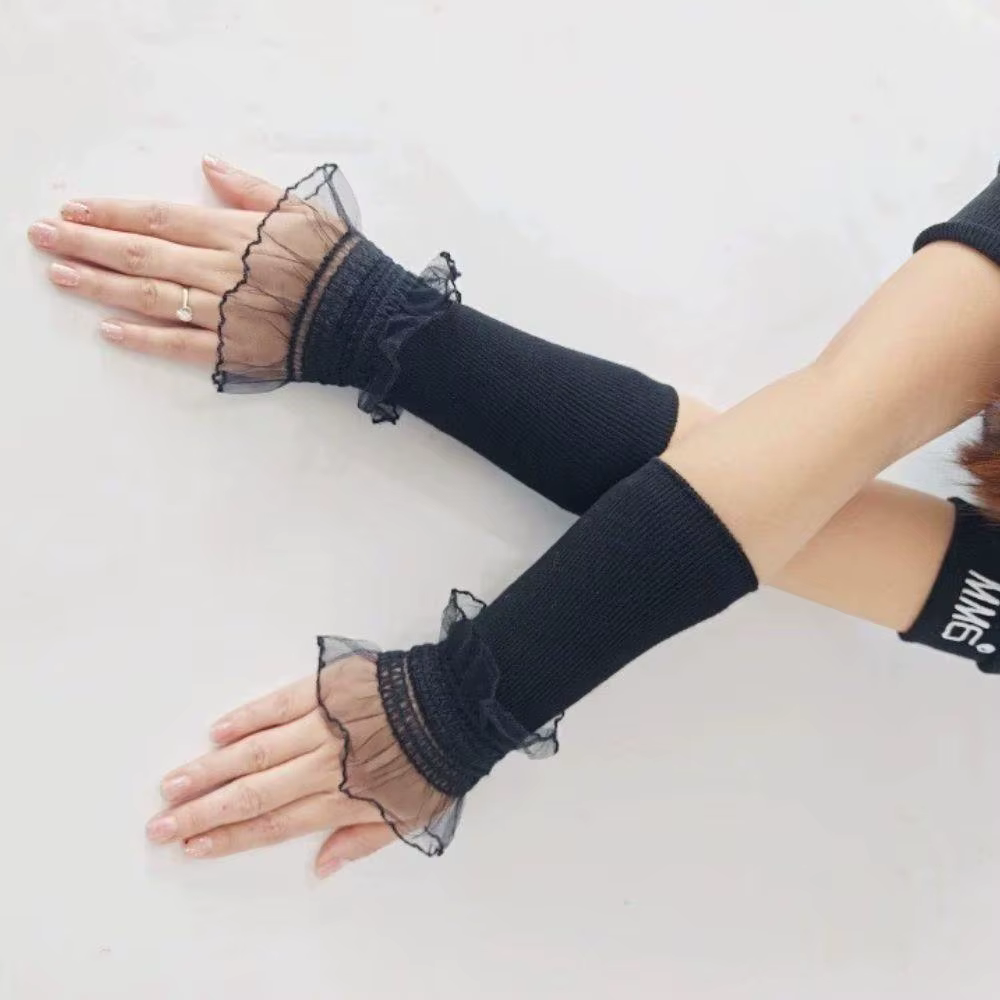 Femmes dentelle volants manchette coude manches automne hiver détachable fausse