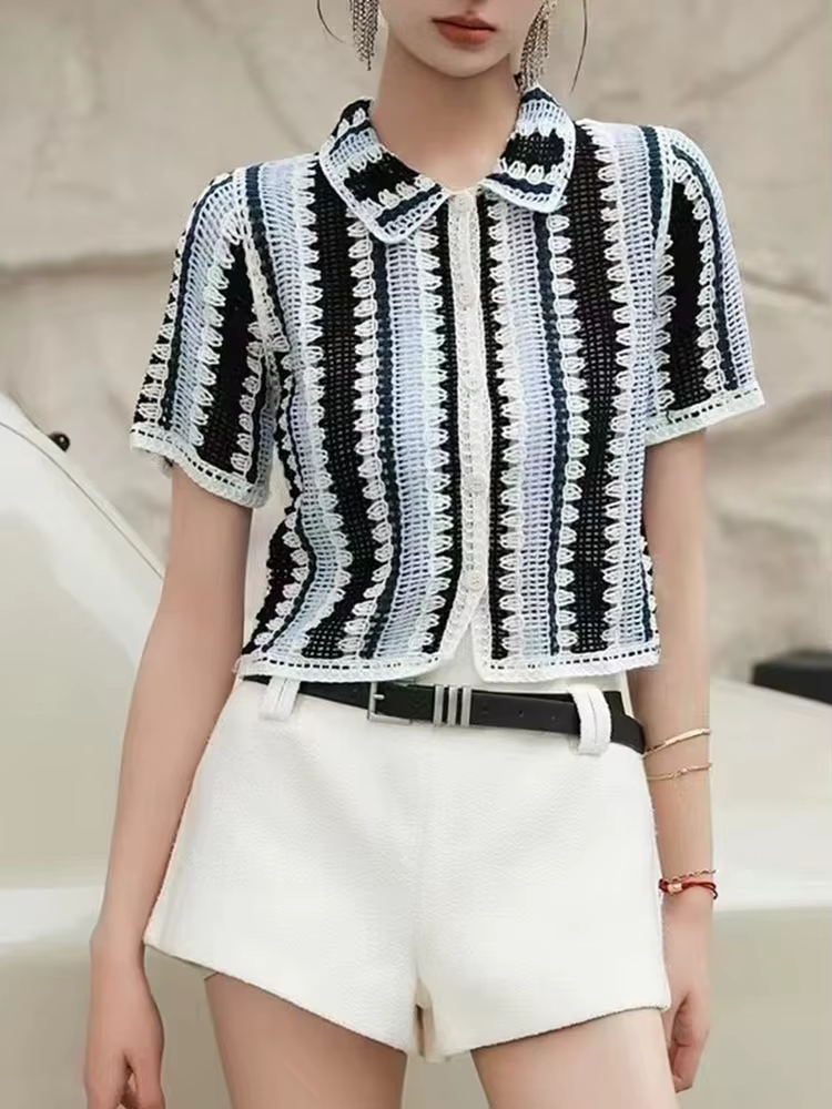 Chemise rayée au Crochet