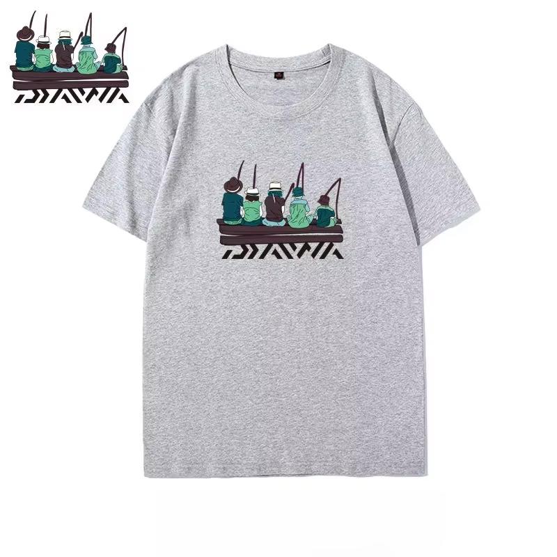T-shirt de pêche d'extérieur à manches courtes pour homme, en coton ample, idéal pour les sorties entre amis, nouvelle collection été, pour la pêche en mer, style tendance