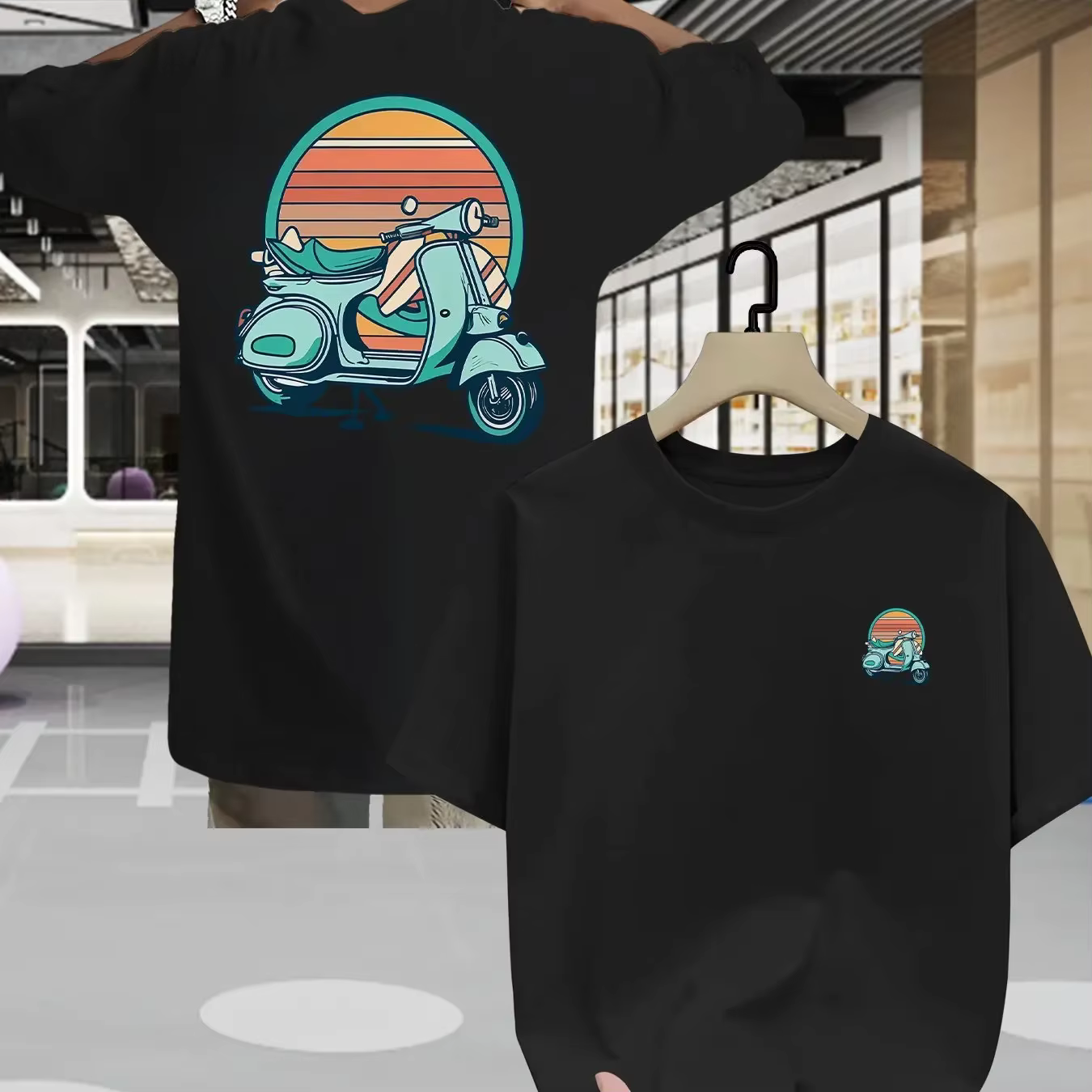 T-shirt pour homme à motif scooter rétro