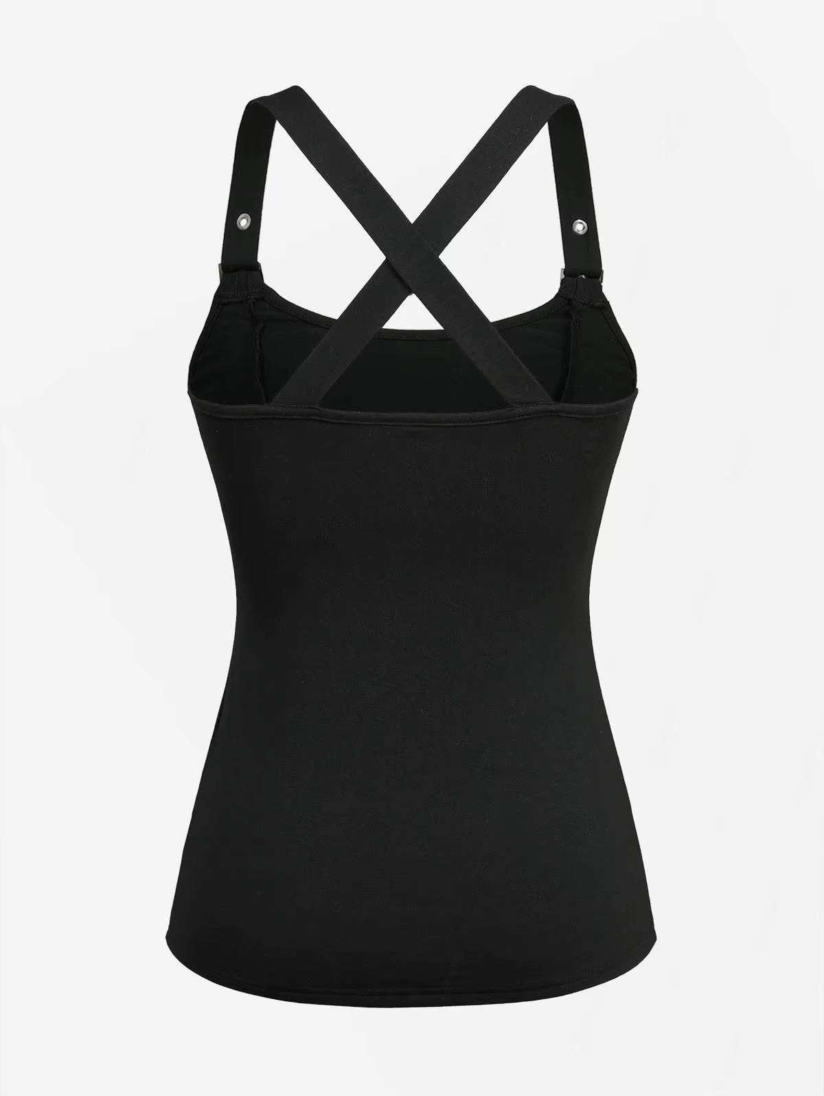 Débardeur Gothique Femme Noir à Lacets Croisés et Fermeture Crochet et Œillet – Nouvelle Collection Été 2026