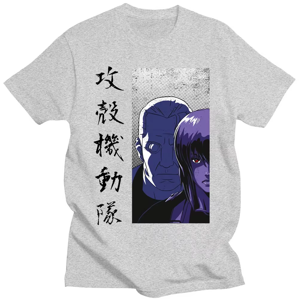 T-Shirt à Manches Courtes en Coton avec Imprimé Graphique de Manga mesurost In The Shell