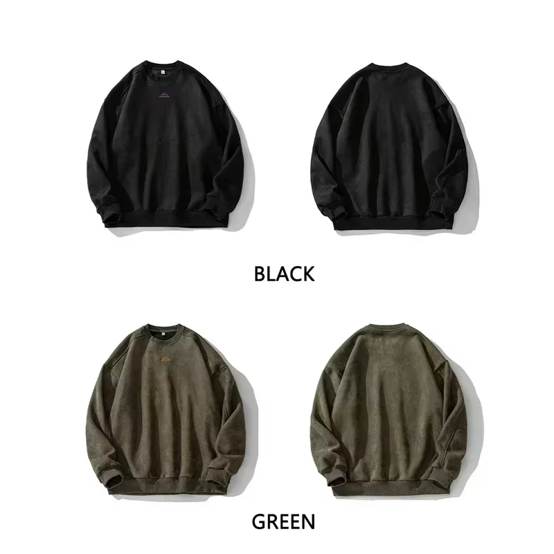 TFETTERS Sweat-shirt en cuir de chamois pour homme