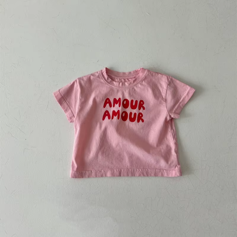 Bébé à manches courtes t-shirt garçon filles mignon Simple lettre impression