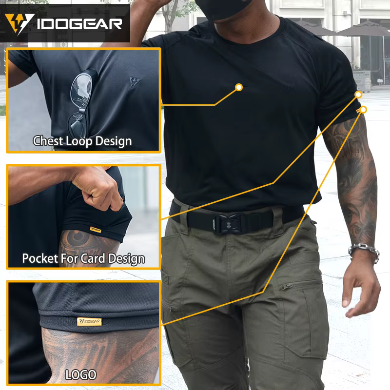 T-shirt tactique d'été IDOGEAR respirant à col rond