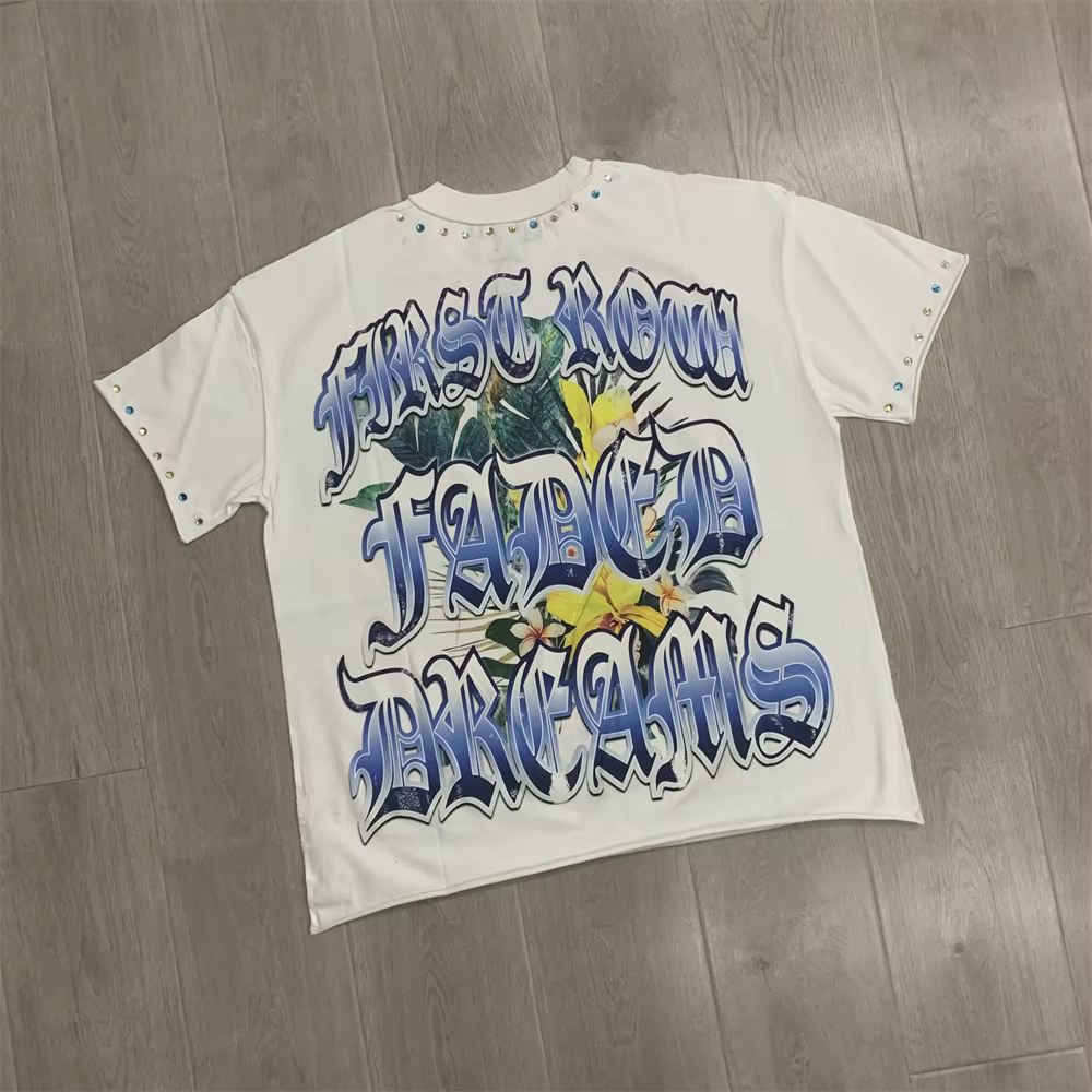 T-shirt Unisexe Lettres Colorées en Strass PREMIÈRE RANGÉE