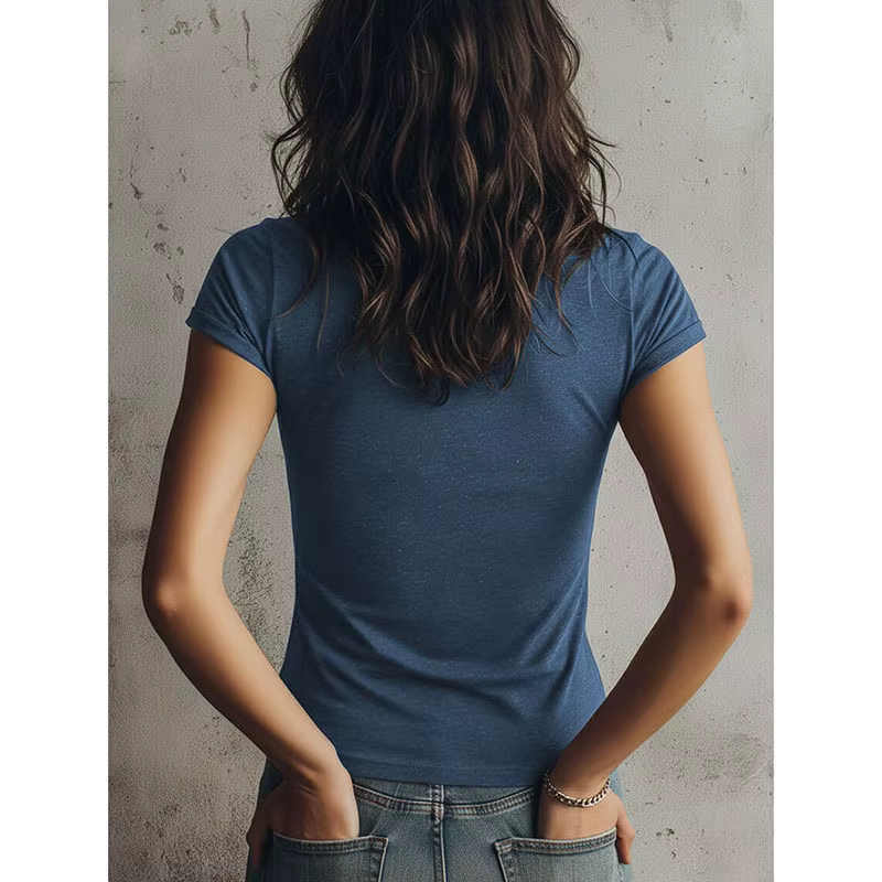 T-shirt d'été slim fit à demi-zip et col à revers pour femme