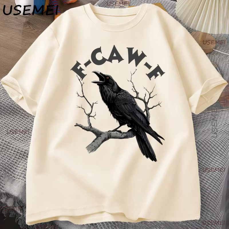 F Caw drôle corbeau T-shirt hommes femmes Humor désengré Animal T-shirt en vrac Vintage graphique t-shirts coton confortable mâle vêtements