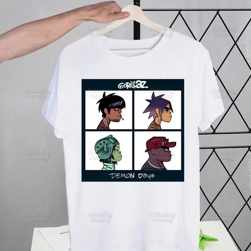 Gorillaz groupe de musique moderne dessin animé hommes T-shirt mignon impression chemise