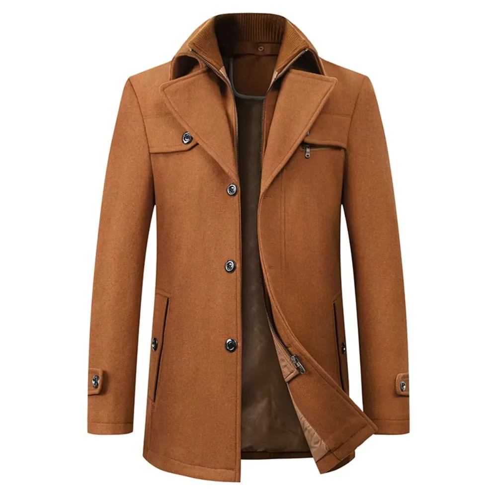 Manteau en laine à double col pour hommes